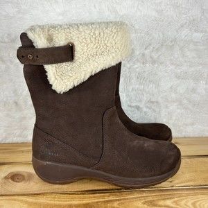 NEW Merrell Womens Siz 7.5 Boots Encore Q2 Leather Espresso Winter Faux Fur Snow